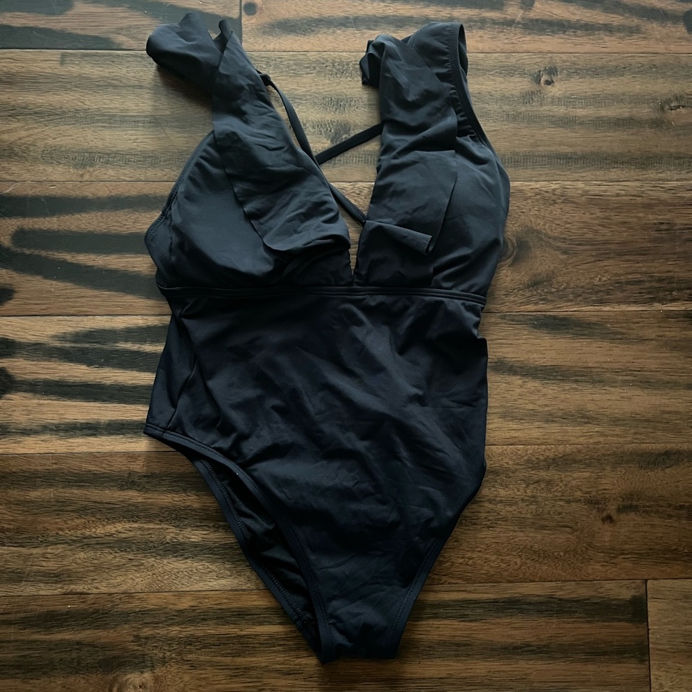 Women's Plunge Flounce Neckline One Piece Swimsuit - Shade & Shore™